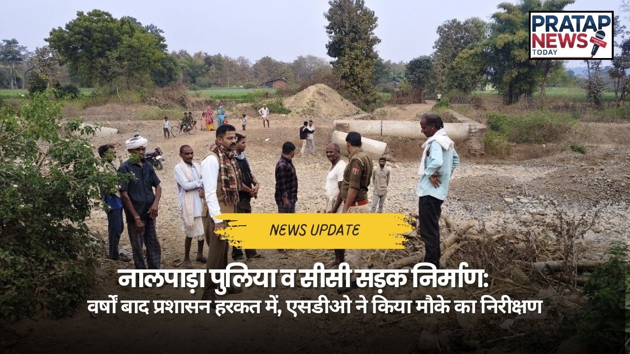 नालपाड़ा पुलिया व सीसी सड़क निर्माण स्थल का निरीक्षण करते एसडीओ