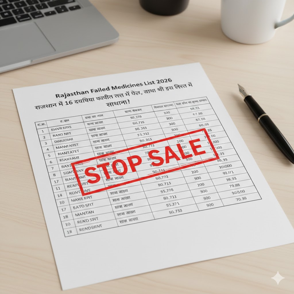 Rajasthan Failed Medicines List 2026 में शामिल फेल दवाइयां और बैच नंबर